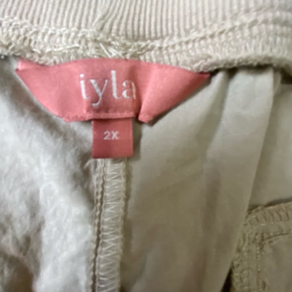 Iyla Beige Converter Cotton Pull On Weekender Casual Vacation Pants- Sz-2X - Picture 10 of 16